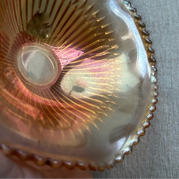 JEANETTE  MARIGOLD carnival glass footed candy dish - Picture 5 of 5